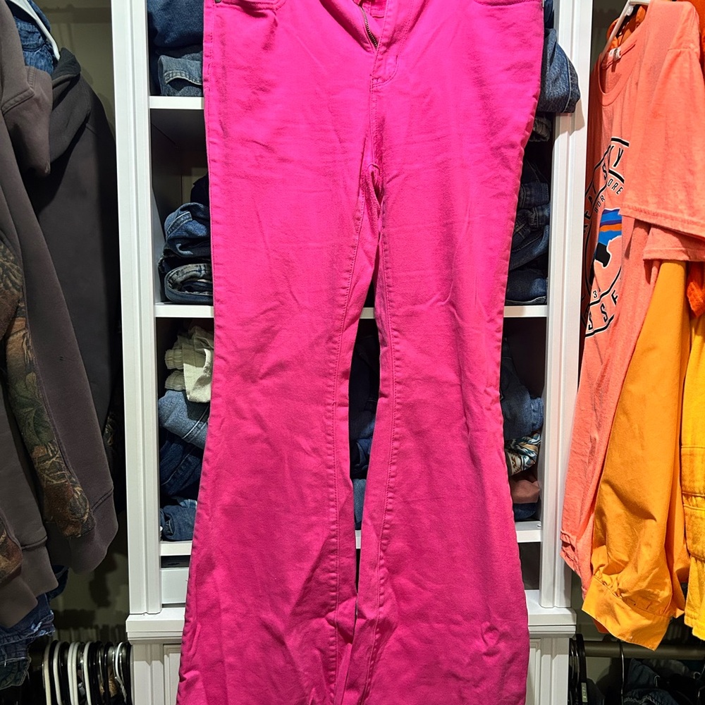 High-Rise Fuchsia Flare Pants - Women